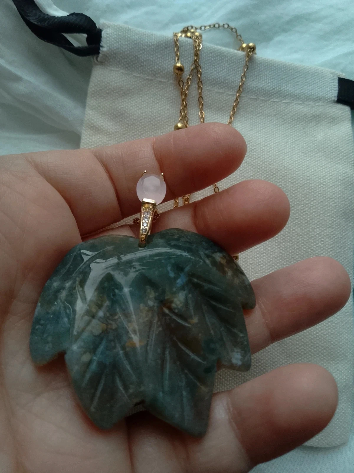 Collier feuille en pierre d'agate indienne – photo 2
